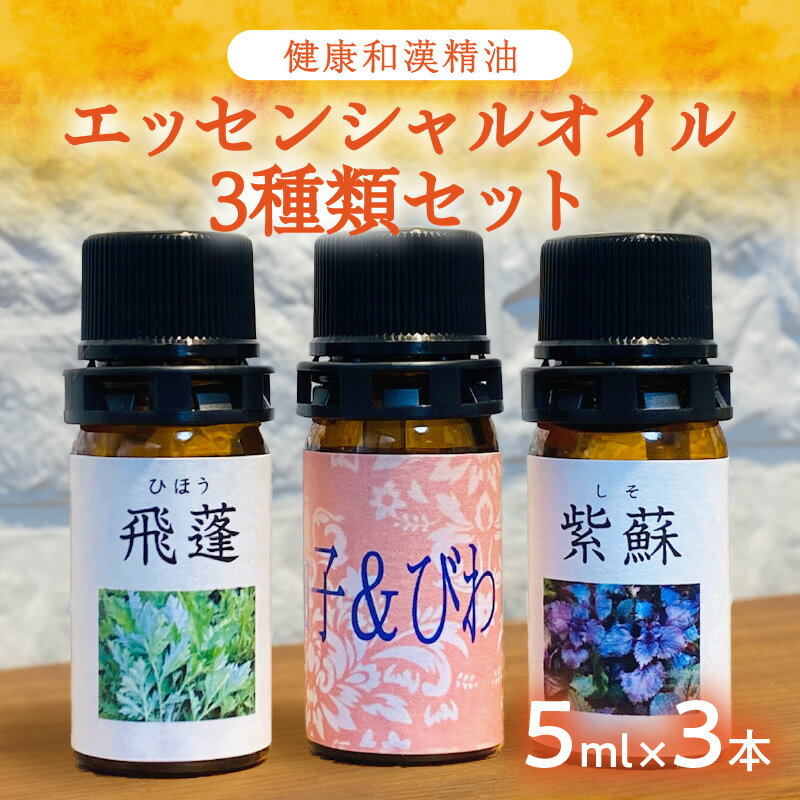 健康和漢精油3本セット エッセンシャルオイル 精油 アロマ 国産 甘夏 ヨモギ 柚子 びわ 紫蘇