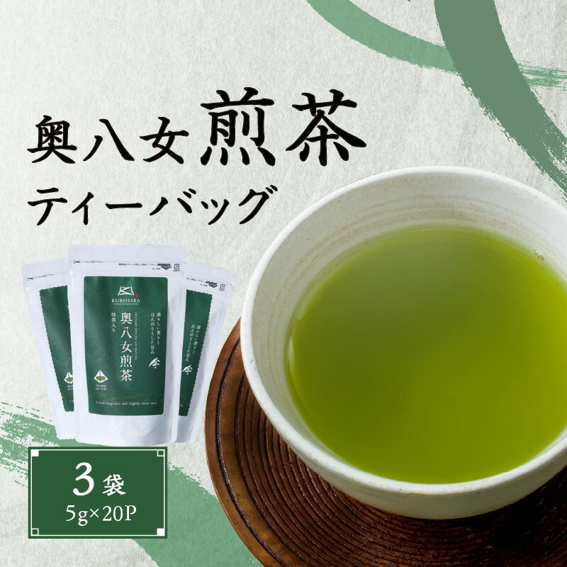 奥八女煎茶ティーバッグ(5g×20P)3袋 八女茶 お茶 本格 ティーバッグ 簡単 手軽 水出し ホット 国産