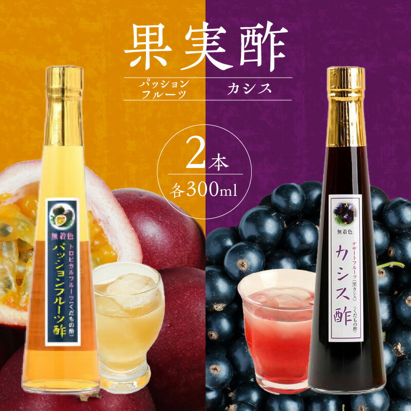 [江崎酢醸造元]果実酢2本セット(パッションフルーツ・カシス) 酢 お酢 無着色 炭酸 夏バテ お湯割り ヨーグルト ソース フルーツビネガー