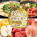 【ふるさと納税】福岡・八女まるっと満喫定期便プレミアム全5回B<配送不可:北海道・沖縄・離島> 定期便 果物 フルーツ あまおう 桃 梨 博多和牛 しゃぶしゃぶ すき焼き もつ鍋 みそ 福岡 八女