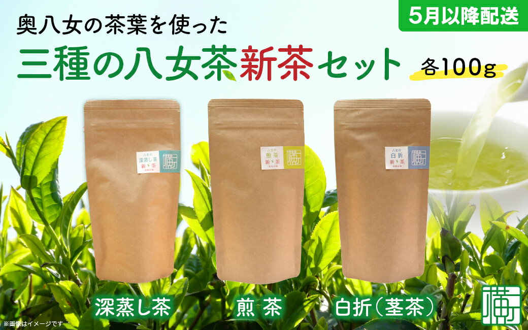 【ふるさと納税】奥八女の茶葉を使った　三種の八女茶新茶セット　合計300g 新茶 お茶 八女茶 煎茶 国産