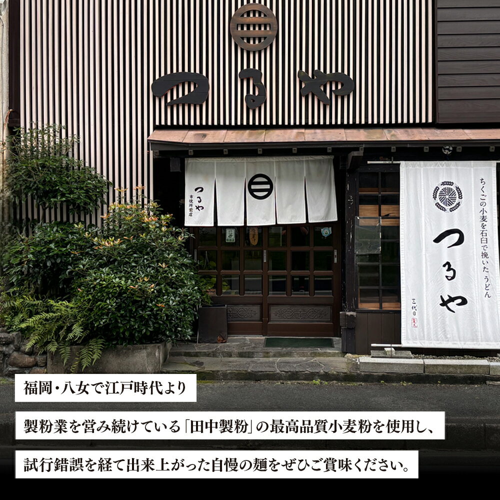 【ふるさと納税】【3袋セット】県産小麦使用！福岡八女名物「つるや」石臼挽き細うどん【メール便】 麺 細麺 乾麺 筑後うどん 名店の味 九州 福岡県 八女市