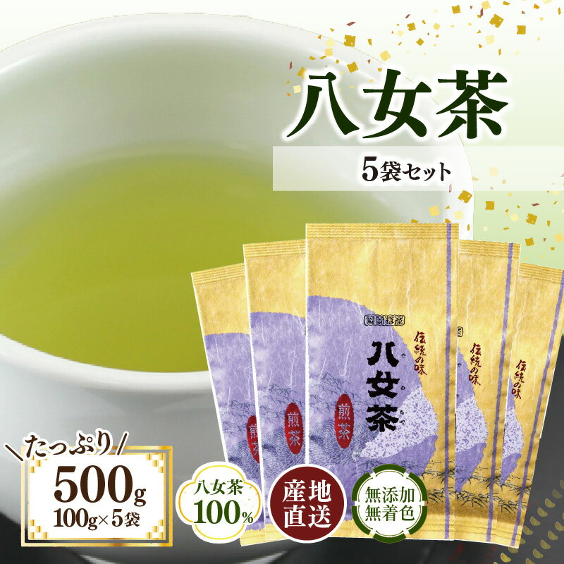 八女茶100% 煎茶 たっぷり500g(100g×5袋)[岩崎園製茶]八女茶 煎茶 産地直送 無添加 無着色 お手頃 高品質 大容量