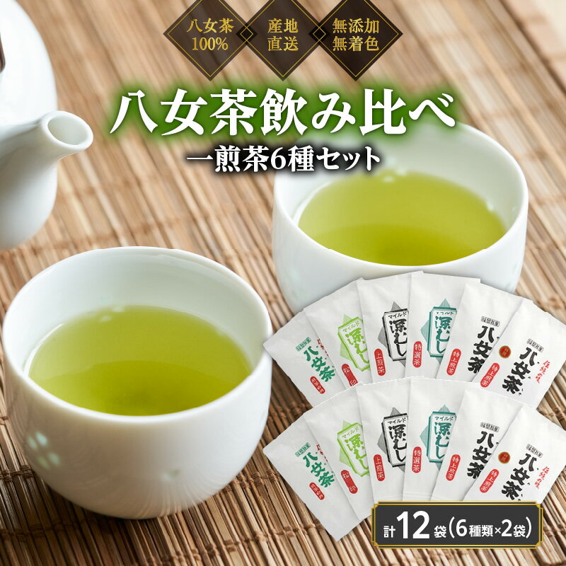 八女茶100% 飲み比べも楽しいお試しセット12袋! 急須1回分7gが12袋 [岩崎園製茶]八女茶 飲み比べ 緑茶 八女 お茶 茶