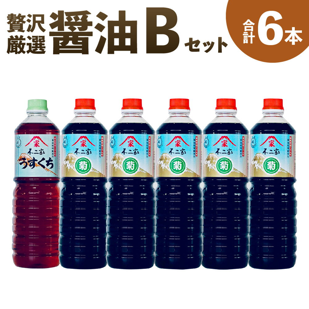 【ふるさと納税】醤油6本【Bセット】合計6L 1L×6本 2種類 美しく料理を仕上げる「うすくち」 一番人気こいくち「菊」 薄口醤油 うすくち 濃口醤油 こいくち 醤油 しょうゆ 調味料 九州 福岡県 筑後市 送料無料