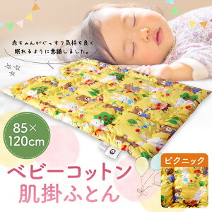 【ふるさと納税】ベビーコットン 肌掛ふとん ピクニック 85×120cm 掛けふとん 布団 赤ちゃん コットン100％ ベビー用品 九州 福岡 送料無料