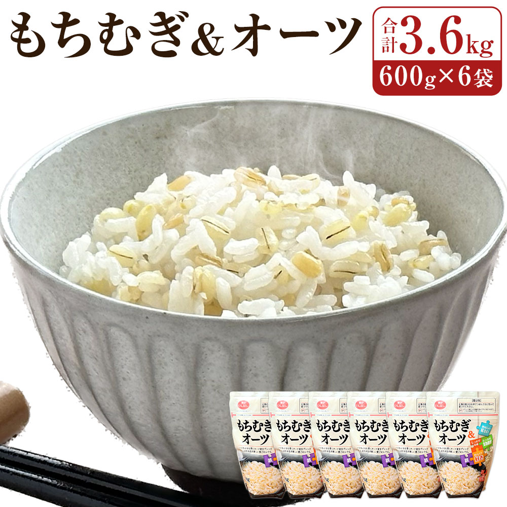 鉄と食物繊維豊富！もちむぎ＆オーツ 合計3.6kg 600g×6袋 小分け もち麦 オーツ麦 麦ごはん ごはん 米 健康 福岡県産 九州産 送料無料