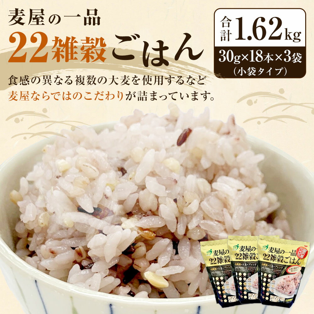 【ふるさと納税】麦屋の一品 22雑穀ごはん 30g×18本×3袋 計1.62kg 小袋タイプ 分包タイプ 小分け 雑穀 ごはん 米 大麦 健康 国内産 送料無料