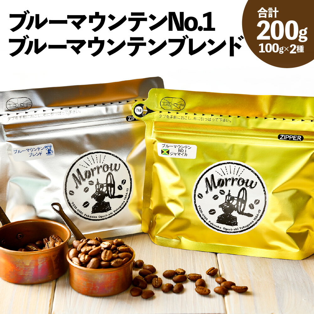 自家焙煎 珈琲の王様 ブルーマウンテンNo.1 ブルーマウンテンブレンド 合計200g 各100g コーヒー 珈琲豆 ブレンド ブレンドコーヒー 2種 セット 福岡県 筑後市 送料無料