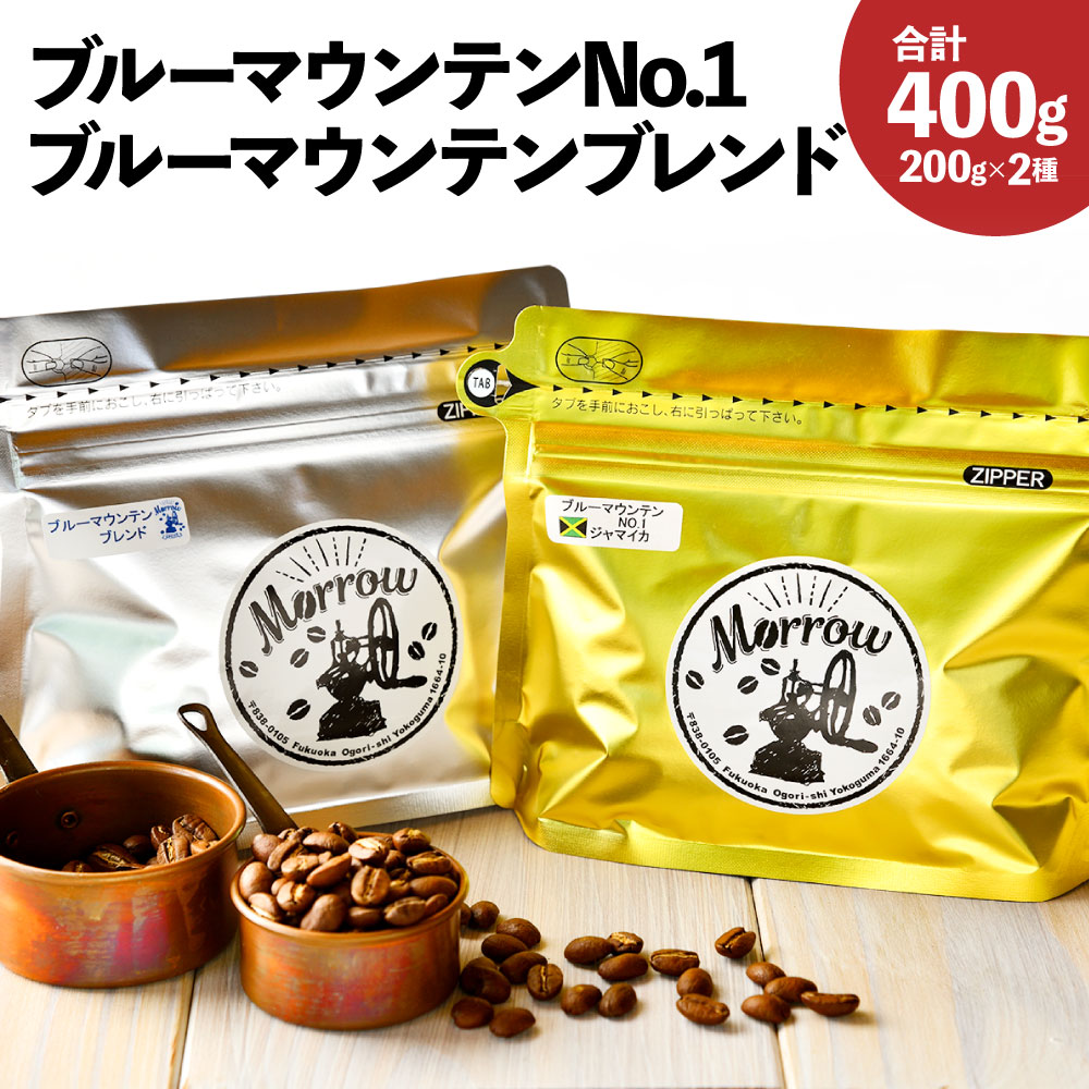 【ふるさと納税】自家焙煎 珈琲の王様 ブルーマウンテンNo.1 ブルーマウンテンブレンド 合計400g 各200g コーヒー 珈琲豆 ブレンド ブレンドコーヒー 2種 セット 福岡県 筑後市 送料無料のサムネイル