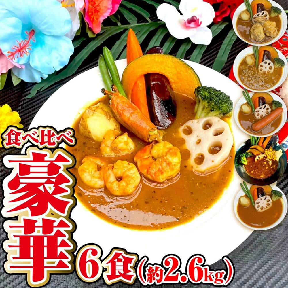 19位! 口コミ数「0件」評価「0」冷凍スープカレー 食べ比べ・エビ入り 6食セット 合計2.6kg 6パック カレー スープカレー 具材入り セット 詰め合わせ 惣菜 グルメ･･･ 