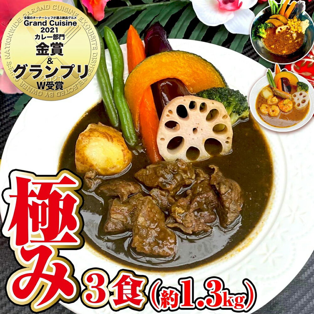 5位! 口コミ数「0件」評価「0」冷凍スープカレー 極み 3食セット 合計1.3kg 3パック カレー スープカレー 具材入り セット 詰め合わせ 食べ比べ 惣菜 グルメ 冷･･･ 