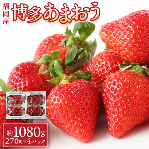 【ふるさと納税】いちご 「あまおう」 約270g×4パック 合計約1080g 約1kg以上 イチゴ 苺 果物 くだものフルーツ 福岡県産 九州産 送料無料【2025年1月下旬～3月下旬に順次発送予定】