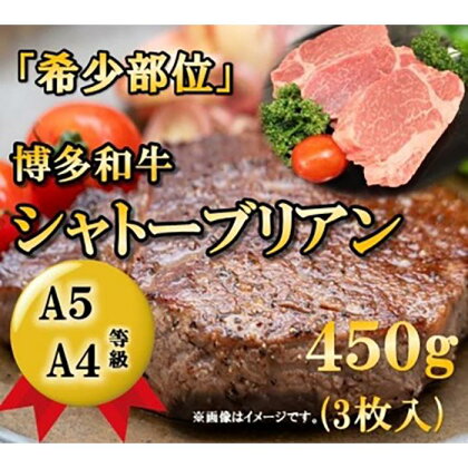 A5A4等級 博多和牛ヒレ・シャトーブリアン450g　大川市