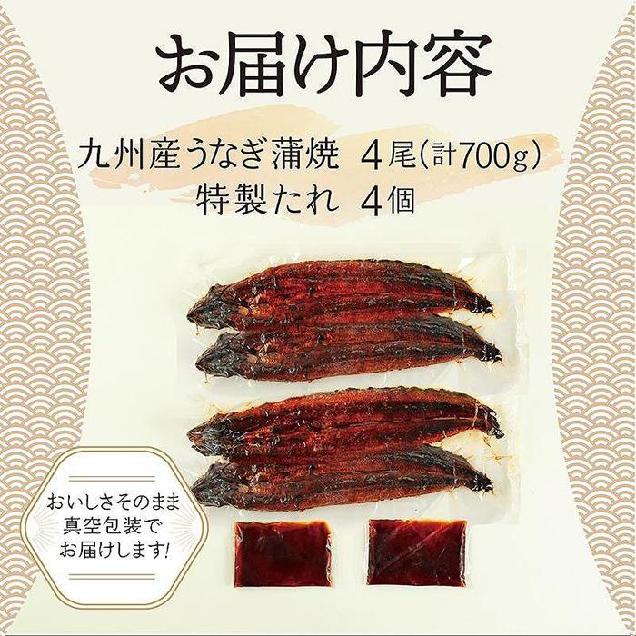 【ふるさと納税】国産うなぎ蒲焼 4尾 約700g