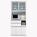 【ふるさと納税】(ホワイト柾目)【開梱設置】 ルシエル レンジボード 幅90cm 大理石調 食器棚 キッチンボード レンジ台 完成品 スリム ダイニングボード ...