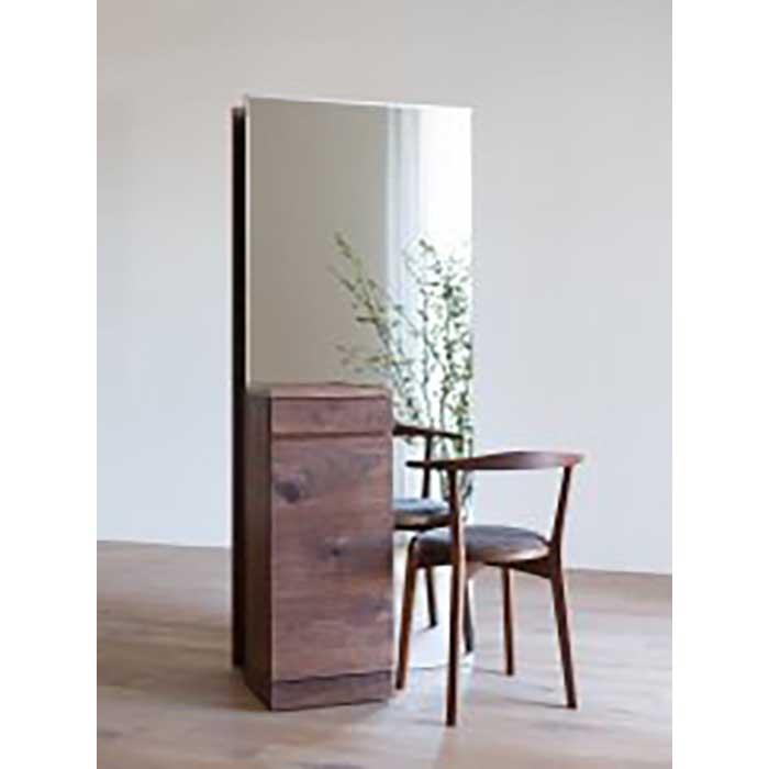 【ふるさと納税】CARAMELLA Storage Mirror (L) walnut | 家具 隠せる 隠す収納 キッチンボード 大川市 完成品 引戸 キャビ...