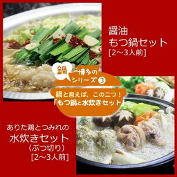 【ふるさと納税】博多鍋セット【3】博多の人気2大鍋のセット「和風醤油もつ鍋」と「博多水炊き（ぶつ切り）」 4～6人前