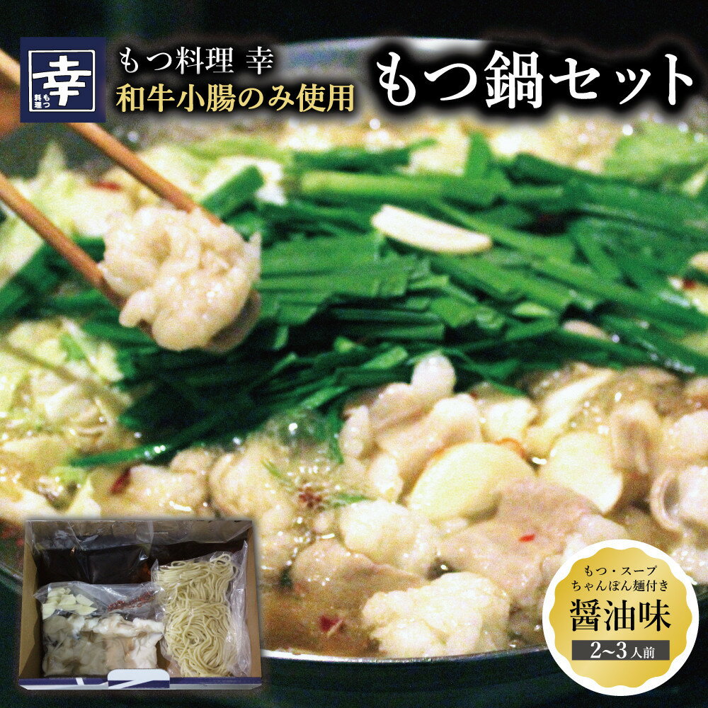 【ふるさと納税】幸 もつ鍋 セット(醤油味)2〜3人前 ちゃんぽん麺付