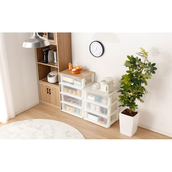 【ふるさと納税】3段ワイドチェスト アポロ ウォールナット柄