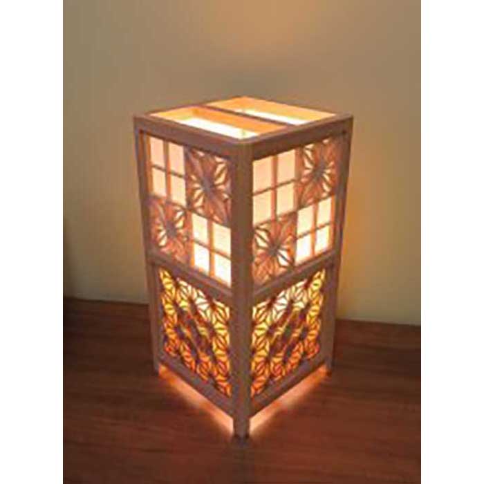 【ふるさと納税】レーザー行灯「趣」 Lサイズ 八重桜と角麻組子 (和紙貼りと桜突板) | 家具 ファニチャー 人気 おすすめ 送料無料