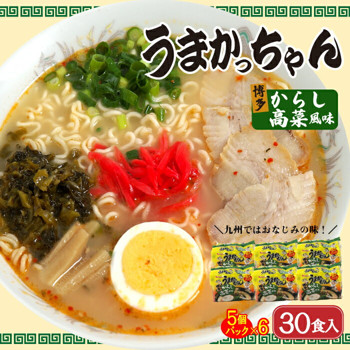 うまかっちゃん 博多からし高菜風味（5袋×6） 30食セット_CE-061 とんこつ 豚骨 トンコツ ラーメン 袋麺