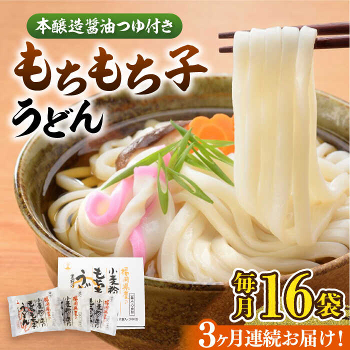 [全3回定期便]もちもち子 うどん 16食[豊前市][富士菊]うどん 麺