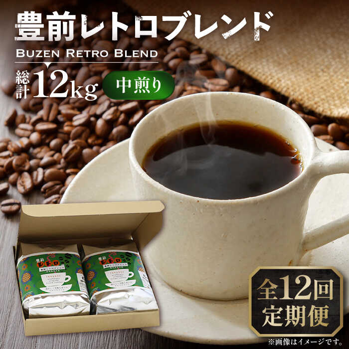 【ふるさと納税】【全12回定期便】豊前 レトロ ブレンド コーヒー 500g×2 ( 中煎り ) 《豊前市》【稲垣珈琲】珈琲 コーヒー 豆 粉[VAS163]