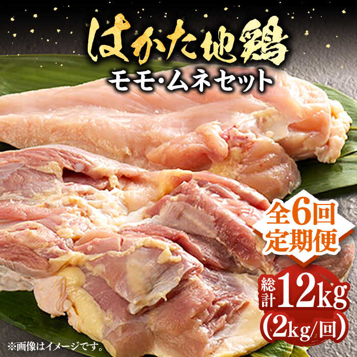 【全6回定期便】はかた地鶏モモムネセット 2kg（1kg×2p）《豊前市》【MEAT PLUS】鶏 鶏肉 もも 胸[VBB059]