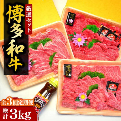 【全3回定期便】【化粧箱入】A5～A4ランク 博多和牛 厳選セット（計1150g）焼肉たれ・塩胡椒付《豊前市》【株式会社マル五】[VCL117]