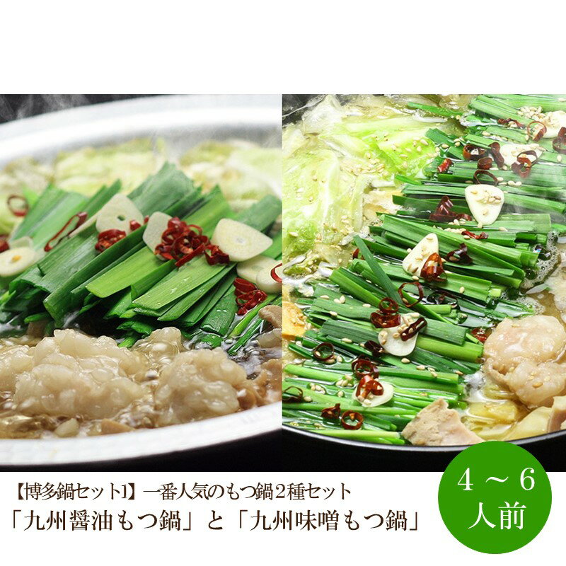 【ふるさと納税】【博多鍋セット1】一番人気のもつ鍋2種セット「九州醤油もつ鍋」と「九州味噌もつ鍋」4〜6人前【059-0078】