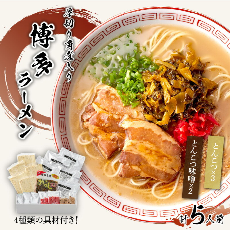 [豚骨ラーメン]新・厚切り角煮入り博多ラーメン 5人前[021-0005]