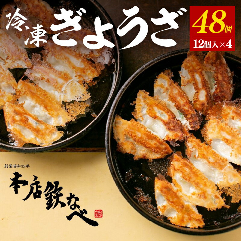 本店鉄なべ　冷凍ぎょうざ48個入り 餃子 ぎょうざ 鉄なべ 冷凍餃子 焼き餃子 おつまみ 惣菜 おかず 小分け 薄皮 あっさり【040-0001】