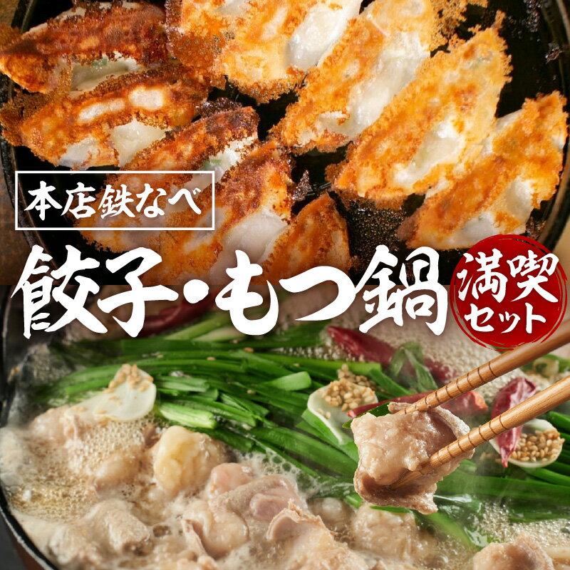 本店鉄なべ ぎょうざ・もつ鍋 満喫セット 餃子 ぎょうざ 鉄なべ 冷凍餃子 焼き餃子 おつまみ 惣菜 おかず 小分け 薄皮 あっさり もつなべ もつ鍋 ふるさと納税 もつ鍋[040-0003]