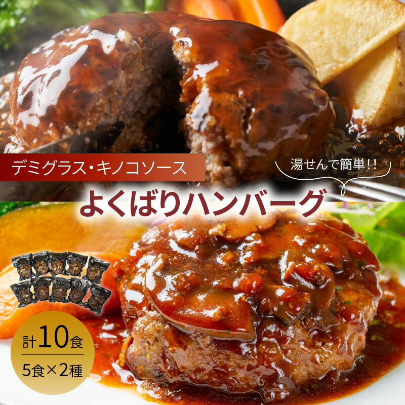 5位! 口コミ数「0件」評価「0」よくばりハンバーグ140g(デミグラス5食+キノコソース5食) ハンバーグ 湯煎 簡単 時短 デミグラス レトルト【001-0106】