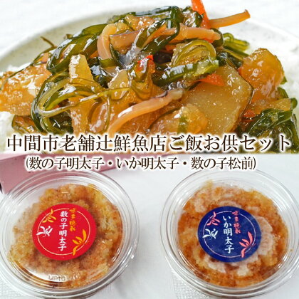 中間市老舗辻鮮魚店ご飯お供セット(数の子明太子110g・いか明太子110g・数の子松前400g) 贈答用 家庭用 明太子 めんたいこ 辛子明太子 かずのこ イカ【001-0124】