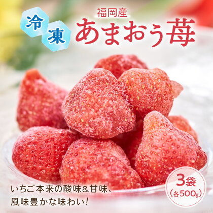 いちご本来の酸味&甘味、風味豊かな味わい!福岡産あまおう苺(冷凍)500g×3袋 イチゴ 苺 フルーツ 冷凍いちご 送料無料 ふるさと納税 いちご あまおう 中間市 【011-0039】