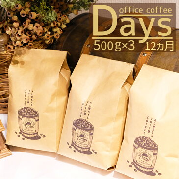 【ふるさと納税】＜定期便＞自家焙煎 オフィスコーヒー Days マイルドブレンド（500g×3）12ヵ月【粉】