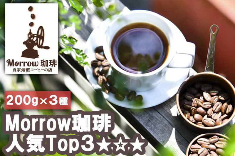 珈琲 元珈琲嫌いの店長が送る 自家焙煎 Morrow珈琲 人気TOP3 セット 200g×3種 [小郡市]