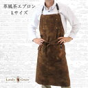 【ふるさと納税】エプロン 革風 茶エプロン Lサイズ 衣類 キッチン ラブリーグレイス