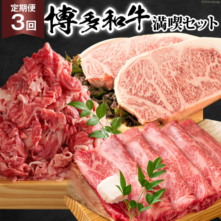 [3回 定期便 ] 博多和牛 A4以上 満喫セット 総計1.75kg / MEAT PLUS / 福岡県 筑紫野市 [21760276] 牛肉 和牛 黒毛和牛 冷凍