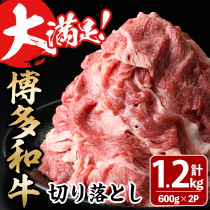 大満足！博多和牛切り落とし(600g×2P・計1.2kg) 牛肉 黒毛和牛 国産 すき焼き しゃぶしゃぶ 肩 バラ 福岡県＜離島配送不可＞【ksg0404】【MEATPLUS】