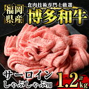 【ふるさと納税】博多和牛サーロインしゃぶしゃぶ用(計1.2kg・600g×2P) 牛肉 国産 福岡県産 冷凍 シャブシャブ＜離島配送不可＞【ksg1206】【肉の筑前屋】