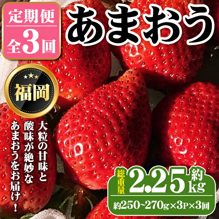 [先行予約受付中・数量限定][定期便・全3回]2026年1月からお届け!いちご定期便 あまおう(総重量約2.25kg・約250〜270g×3P×3回) いちご 苺 あまおう くだもの フルーツ 定期便 [離島配送不可][ksg1255][THE FARM_strawberry]