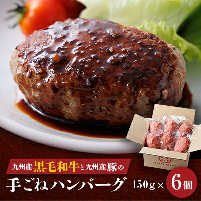 九州産黒毛和牛と九州産豚肉の手ごねハンバーグ 150g×6p[配送不可地域:離島]