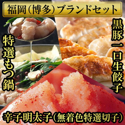 福岡ブランド堪能セット もつ鍋2.5人前・辛子明太子3パック計450g・博多黒豚餃子3パック75個【配送不可地域：離島】【1439533】