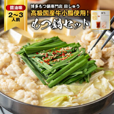 【ふるさと納税】【博多もつ鍋専門店 田しゅう】高級国産牛小腸使用 もつ鍋セット 醤油味 2~3人前_ もつ モツ モツ鍋 もつ鍋 鍋セット 鍋 しょうゆ 醤油 九州 グルメ 人気 福岡県 福岡 大野城市 ふるさと 【配送不可地域:離島】【1121011】