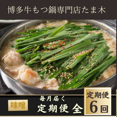 【ふるさと納税】【毎月定期便】【博多牛もつ鍋専門店たま木】牛もつ鍋セット みそ味(2〜3人前)牛もつ肉400g全6回【配送不可地域:離島】【4057676】