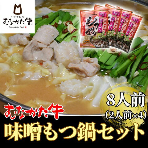 むなかた牛味噌もつ鍋セット2人前×4【すすき牧場】_HA1460　送料無料