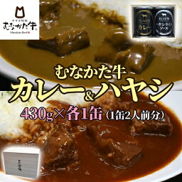 【ふるさと納税】【桐箱入り】むなかた牛 金のカレー＆銀のハヤシ 食べ比べセット(各1缶)【すすき牧場】_HA1270 送料無料